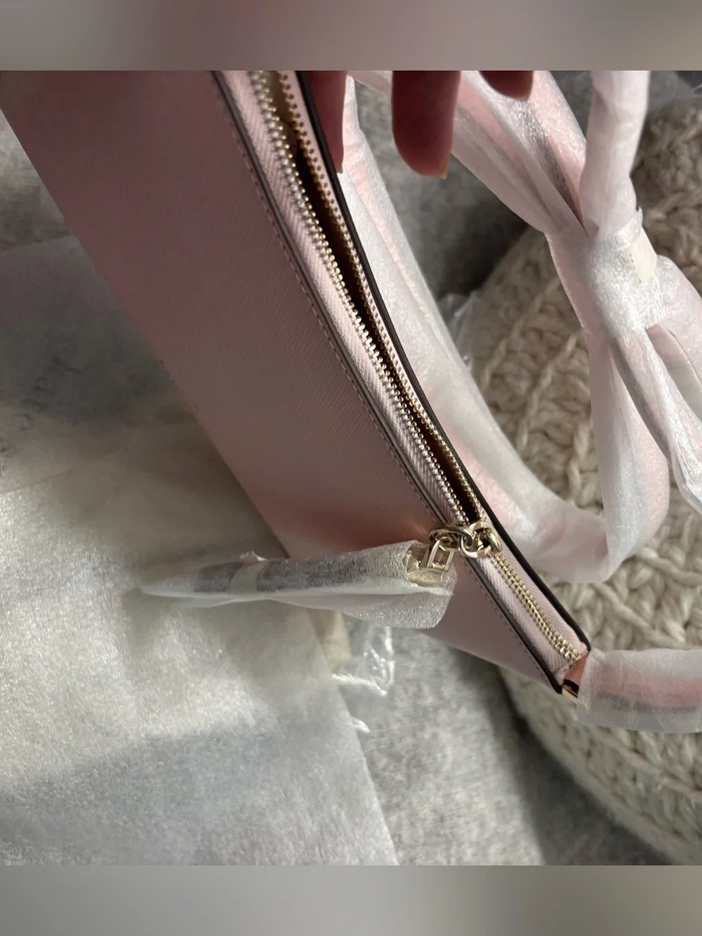 ♠️kate spade Sadie chalk pink Saffiano leather crossbody bag gold hardware KE594